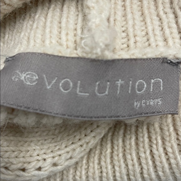 Evolution by Cyrus Cable Knit Cream Turtleneck Long Sleeve Sweater Sz M - Picture 10 of 11